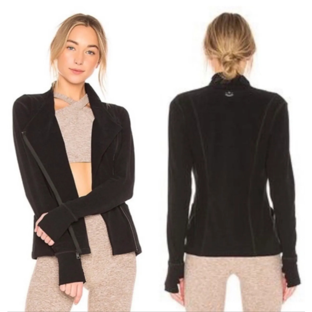 BEYOND YOGA Asymmetrical Daytripping Jacket Womens XS Black Moto Darkest Night